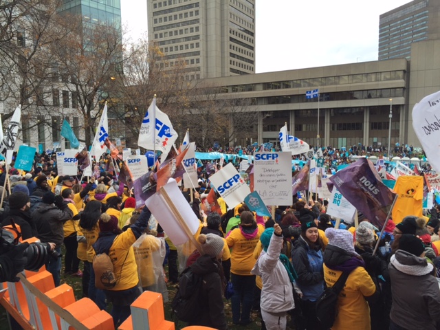 Manifestation du Front commun à Québec le 12 novembre 2015