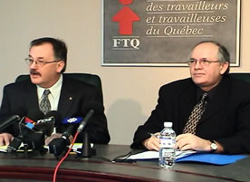 Le président de la FTQ, M. Henri Massé, et le secrétaire général, M. René Roy.