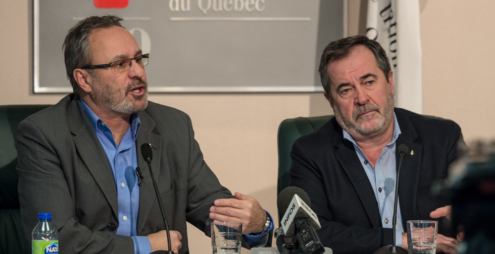 Daniel Boyer et Serge Cadieux en conférence de persse