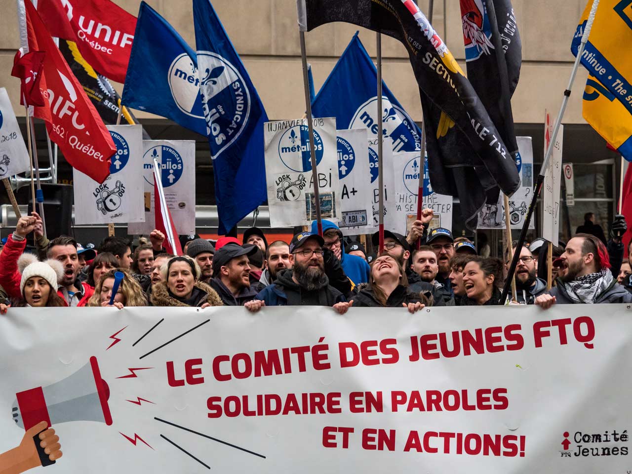 Manifestation des jeunes de la FTQ en appui aux travailleurs d’ABI