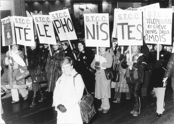 1980. Campagne syndicale. Au premier plan, Marie Pinsonneault.