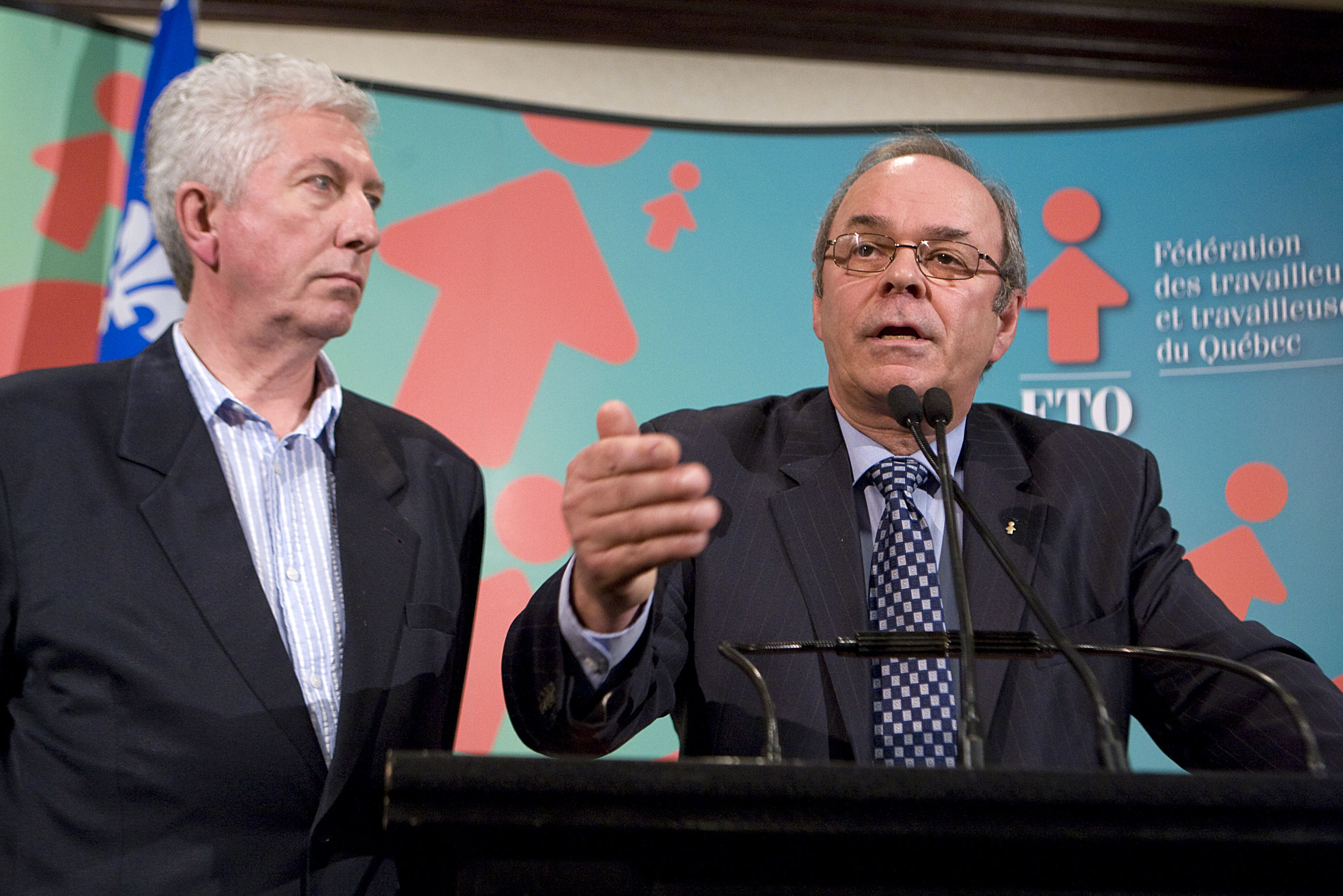 Le président de la FTQ, Michel Arsenault et le chef du Bloc québécois, Gilles Duceppe